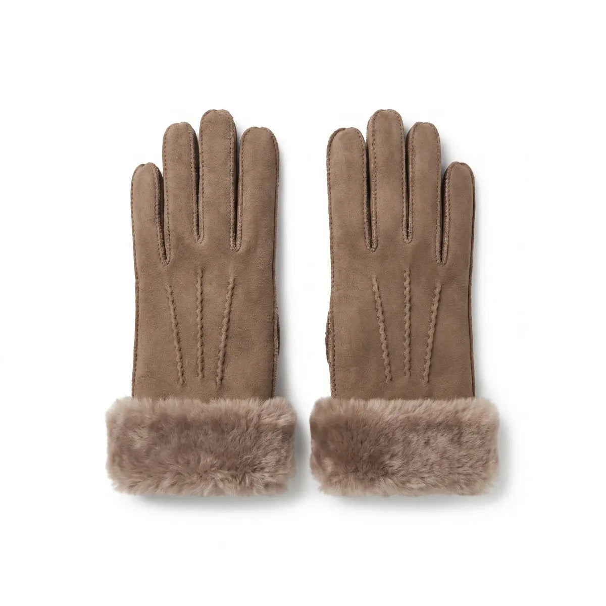 Lammfell Handschuhe Premium | Neuseeland | Fingerhandschuhe für Damen Taupe