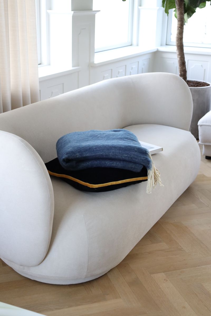 Wolldecke | Mohair | 130x170 cm Blau/Grau