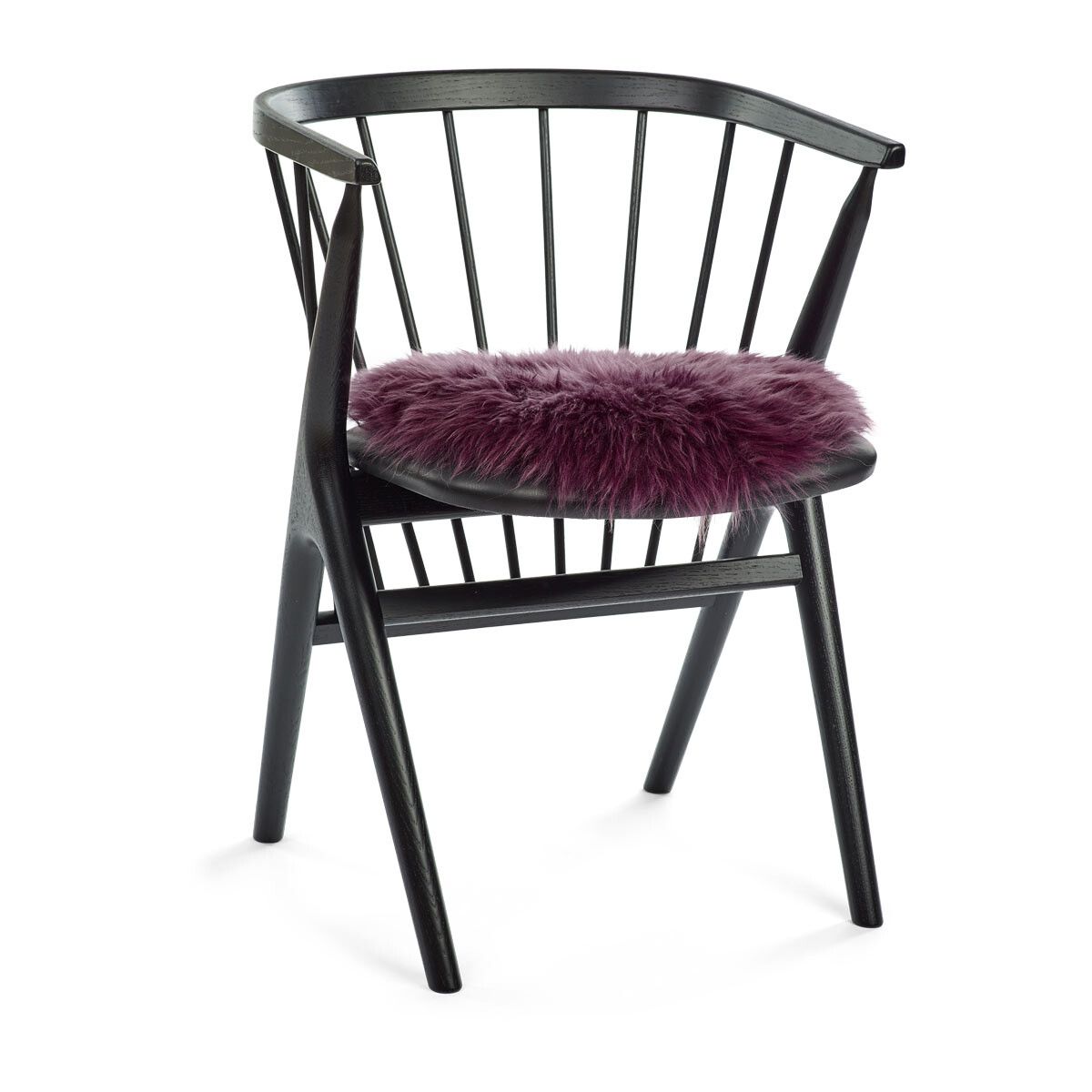 Lammfell Stuhlkissen Premium | Langhaar | Neuseeland | D38 cm Aubergine