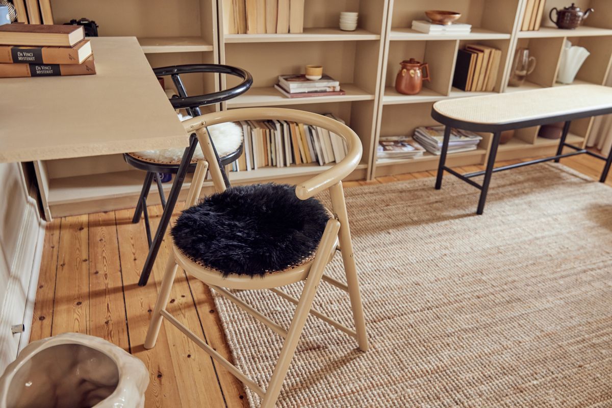 Stuhlkissen Premium | Langhaar | Neuseeland | D34 cm Sitzkissen | Sheepskinhouse.ch