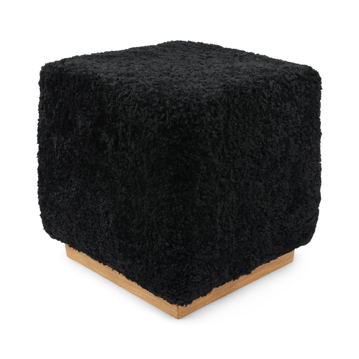 Lammfellhocker Benjamin | Kurzhaar | 46x46x47 cm Schwarz