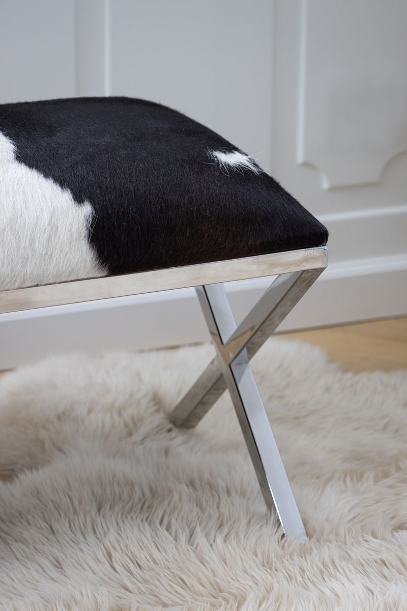 Kuhfell Bank Premium | Brasilien | 110x42x45 cm Salz/Pfeffer/Schwarz/Weiß