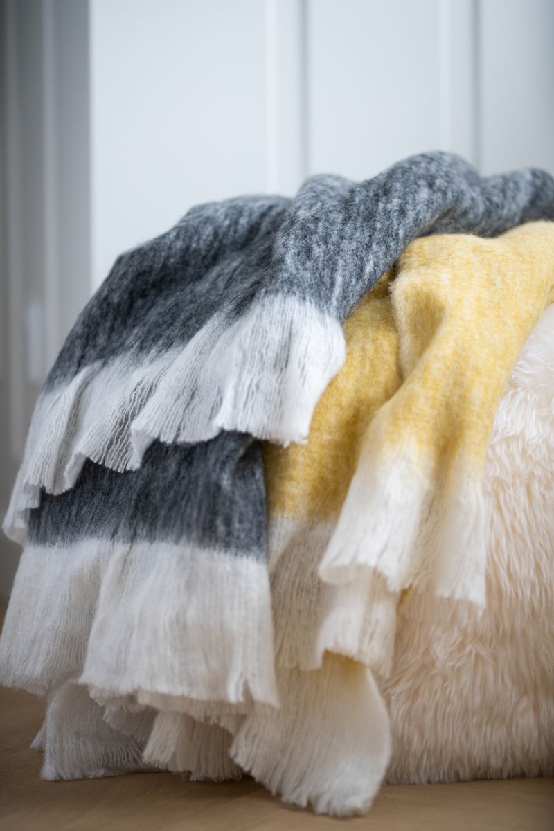 Mohairwolle Decke | 130x170 cm Schwarz