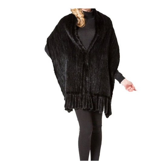 Schal aus Nerz Natürlich Dunkelbraun