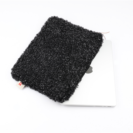 Laptop Sleeve | Curly Lammfell | 36x28 cm Anthrazit