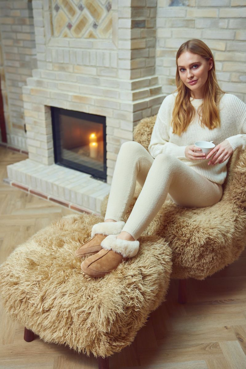 Soft Sole Slipper | Lammwolle, Wildleder Kastanie