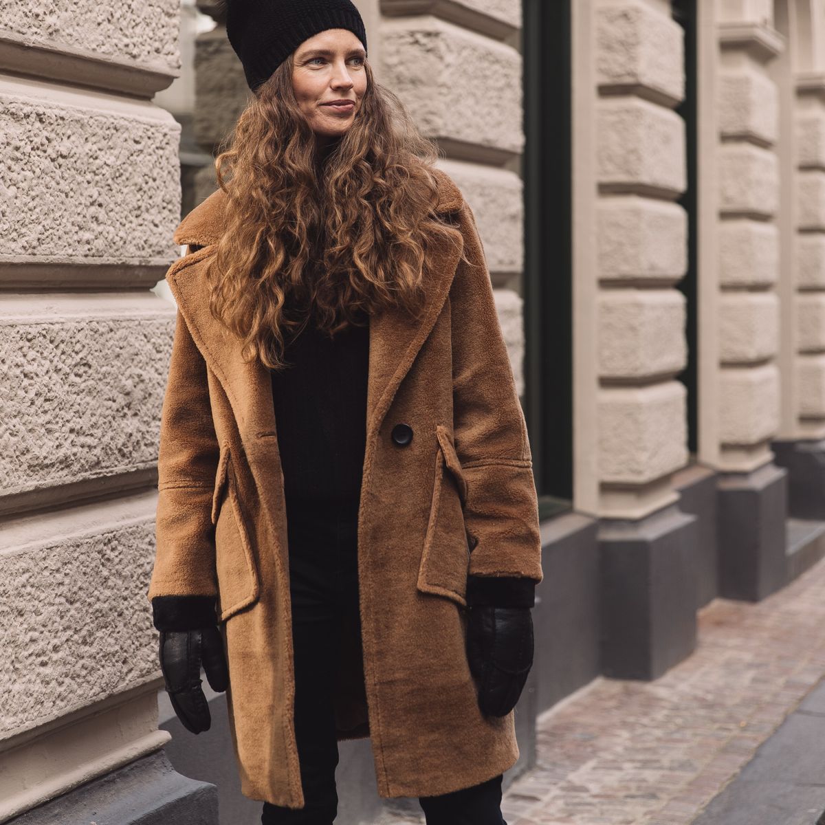 Grace Mantel | Lammwolle Schokolade