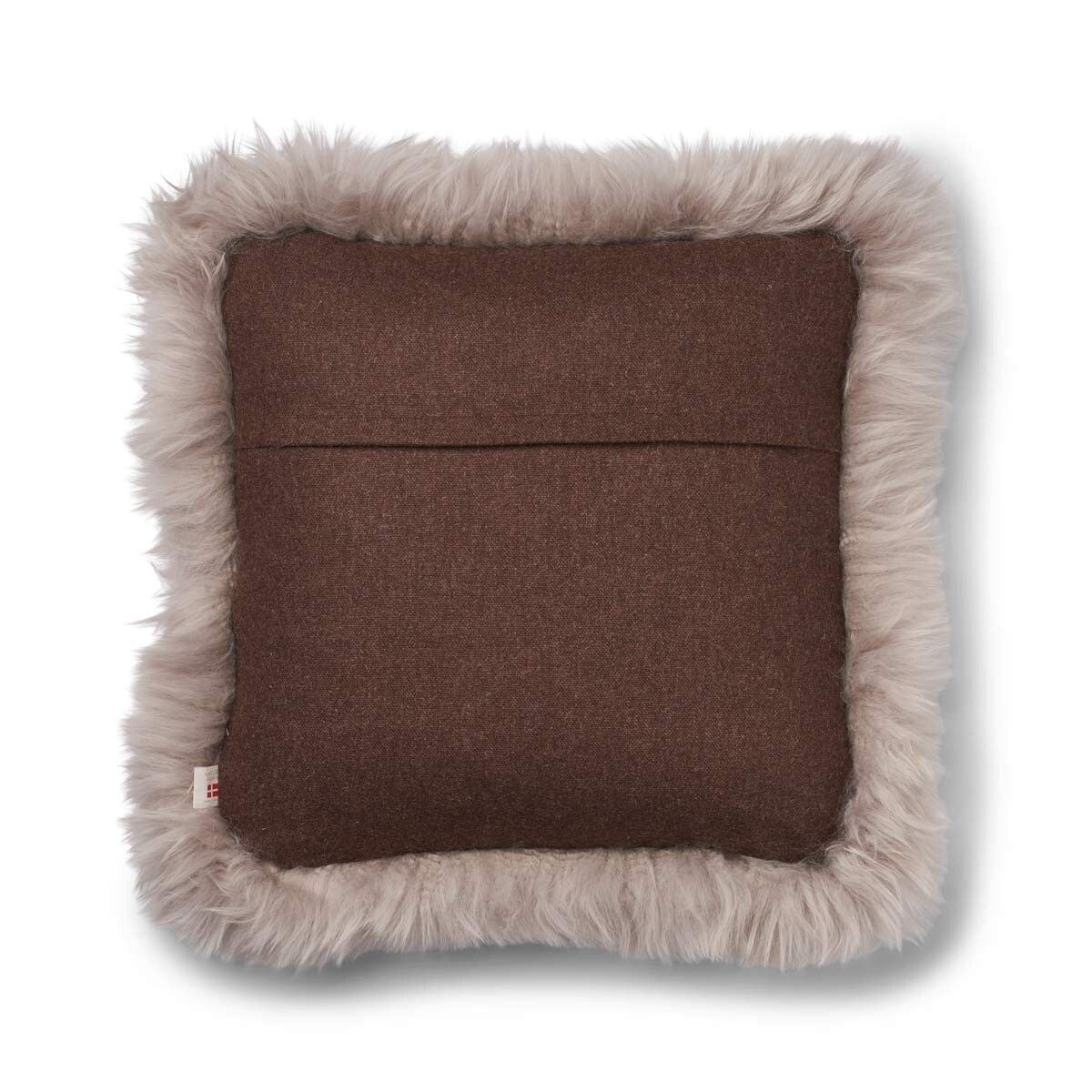 Wollkissen | 100% Wolle | Fellborte | 52x52 cm Braun/Dove