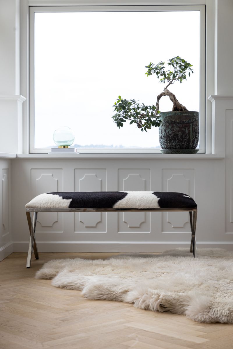 Kuhfell Bank Premium | Brasilien | 110x42x45 cm Salz/Pfeffer/Schwarz/Weiß