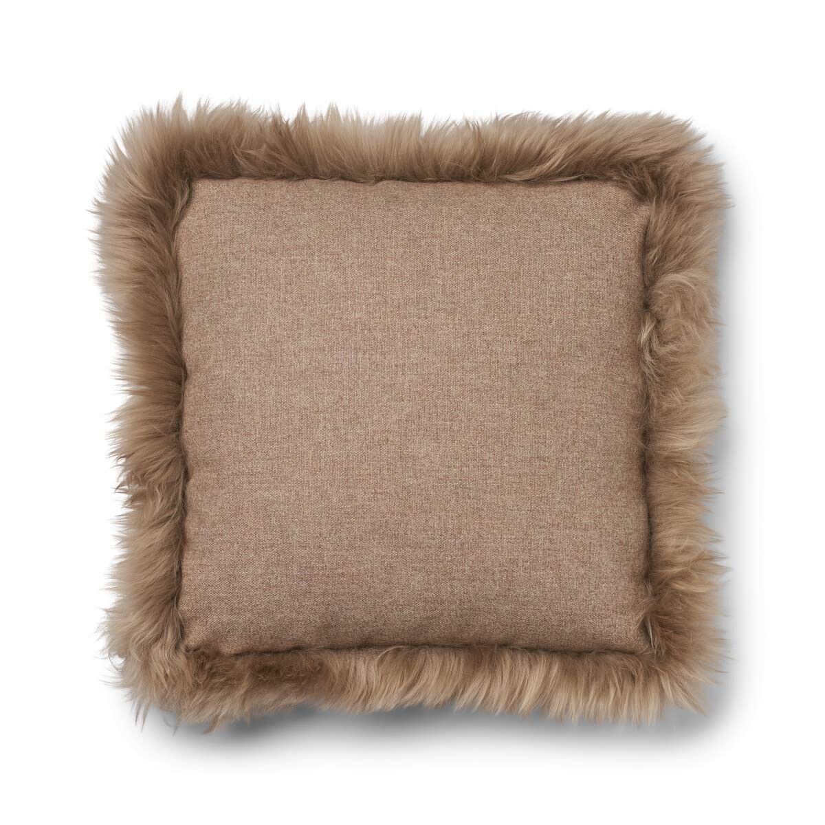 Wollkissen | 100% Wolle | Fellborte | 52x52 cm | 34x52 cm Beige/Taupe