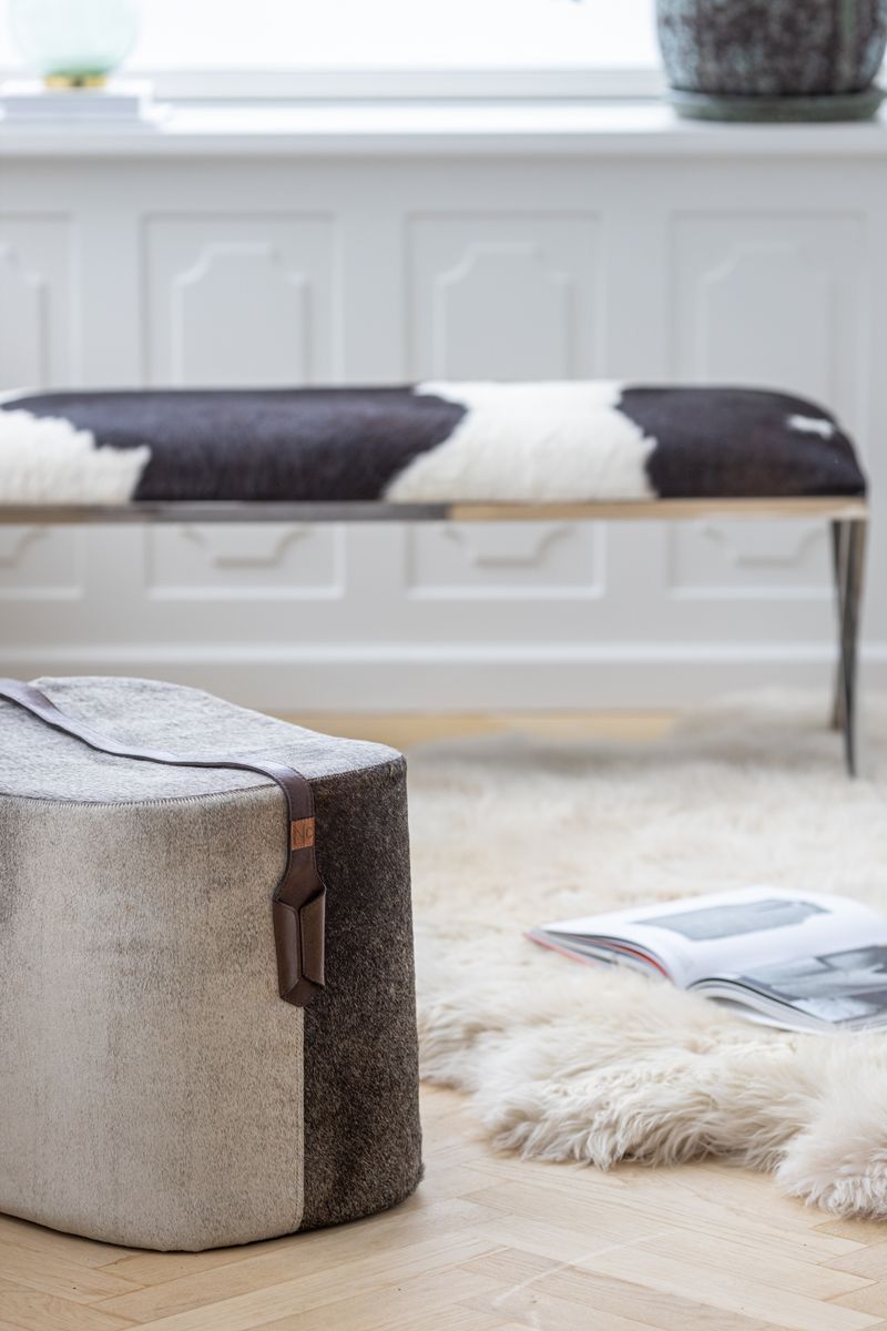 Kuhfell Bank Premium | Brasilien | 110x42x45 cm Salz/Pfeffer/Schwarz/Weiß