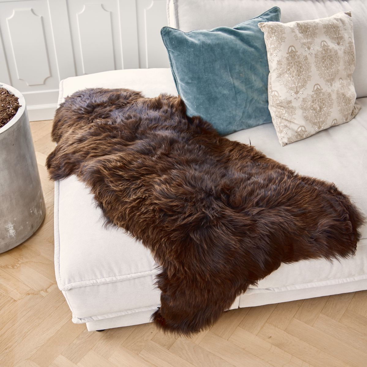 Lammfell Premium | England | 120+cm Natürlich Dunkelbraun