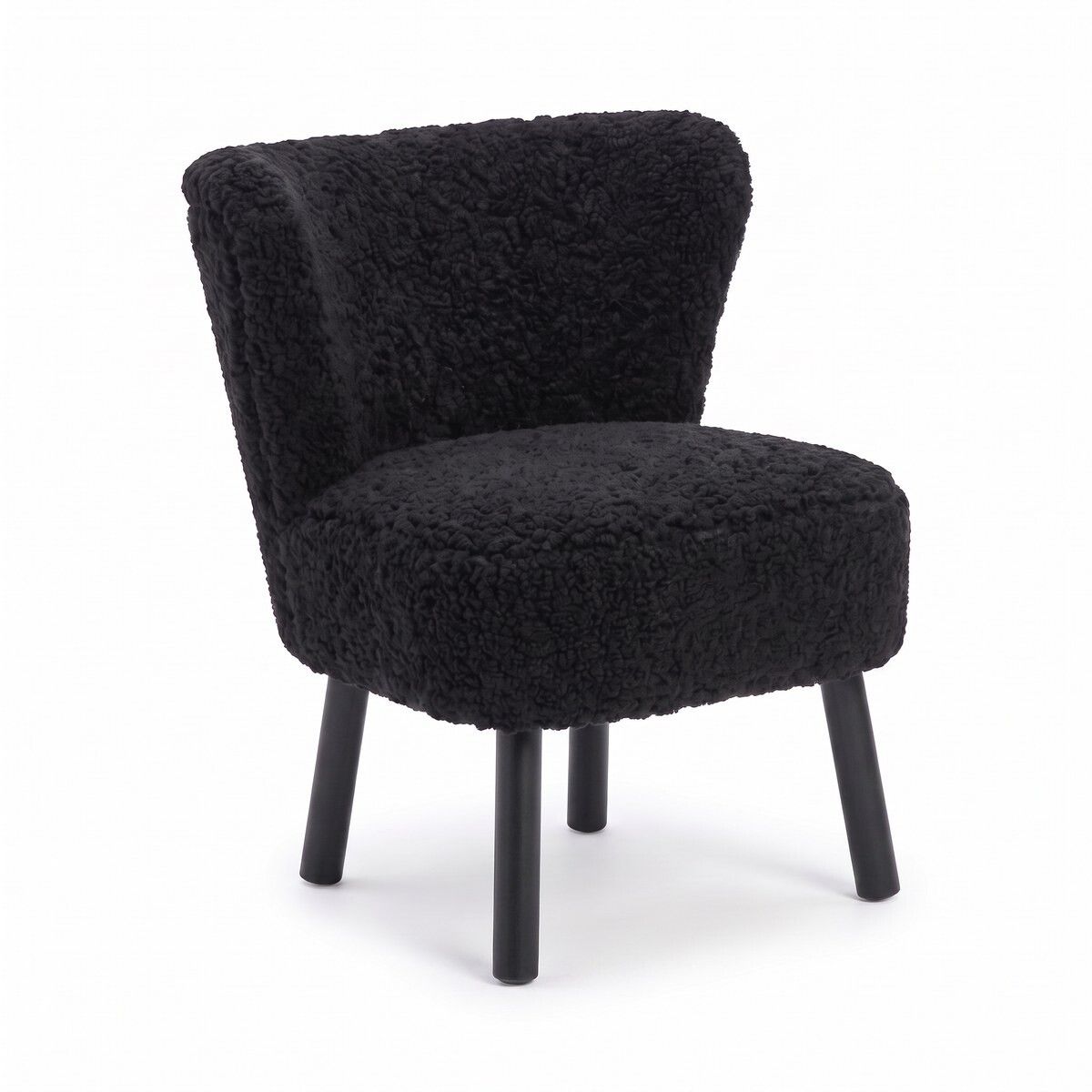 Emily Esszimmerstuhl | Premium Lammfell | Designmöbel Schwarz