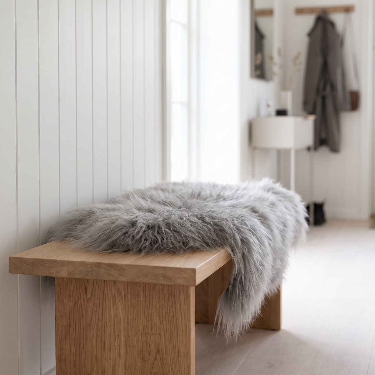 Schaffell | Langhaar | Island | Eingefärbt | 90 + cm Silber