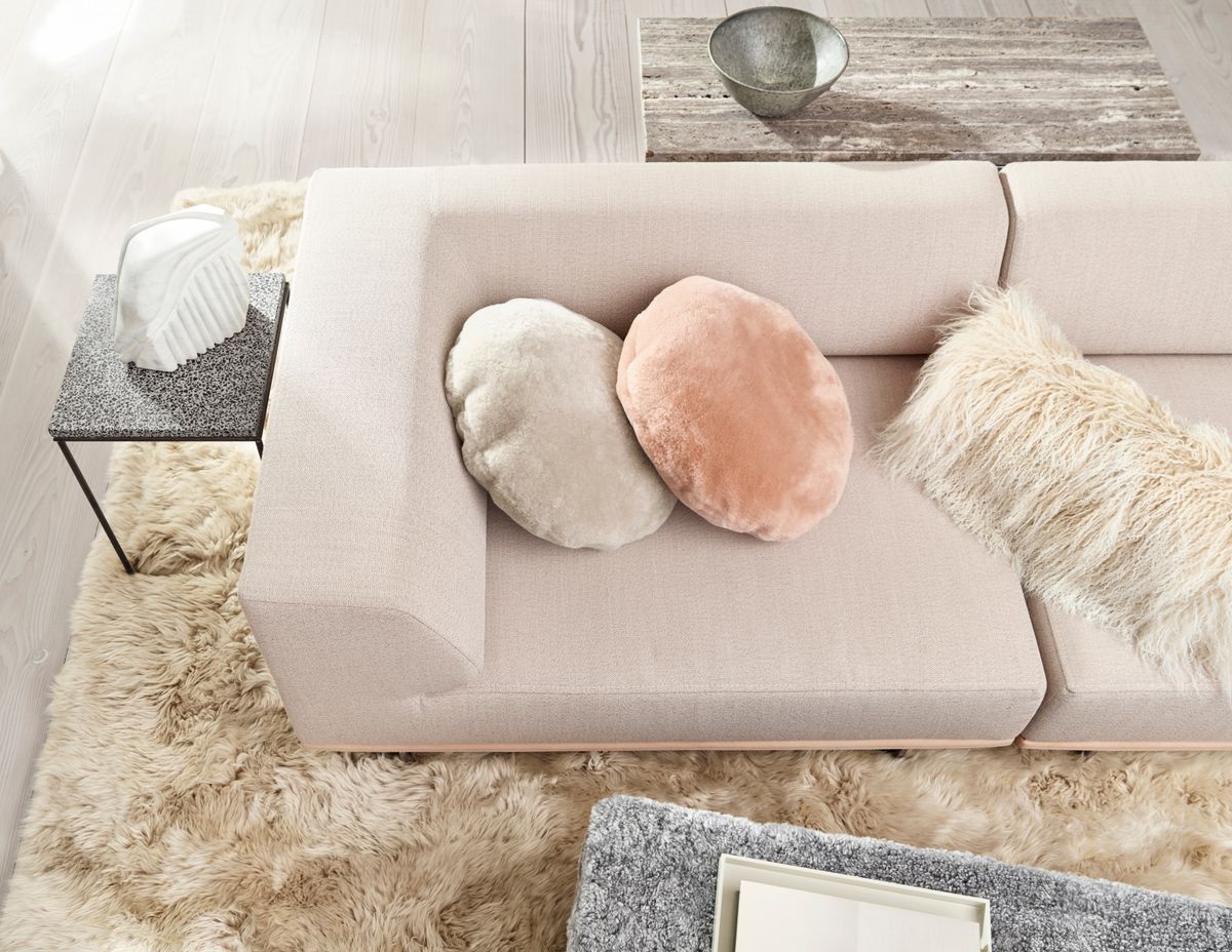 Velourkissen | Neuseeland | D45 cm Grau Sand