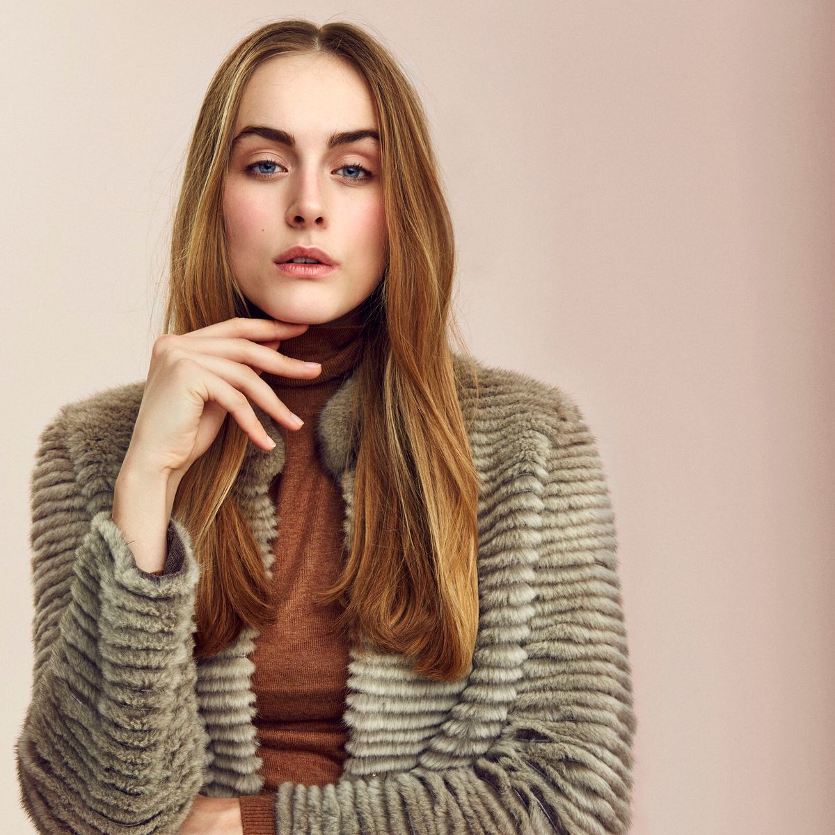 Lauren Jacke | Nerz  Beige