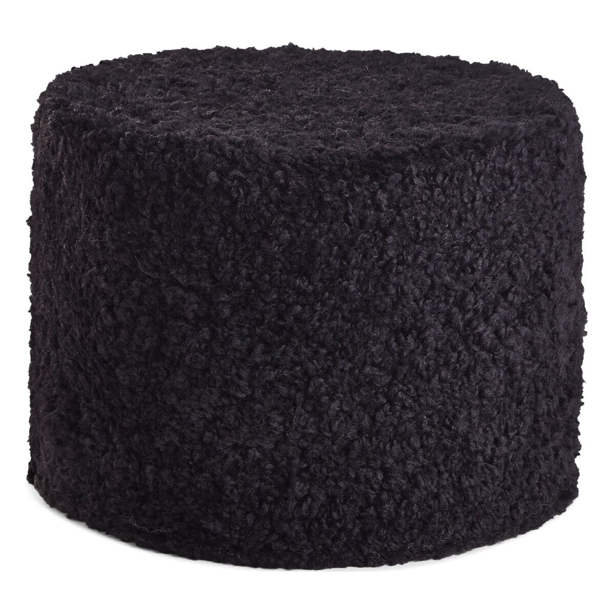 Lammfellpouf Premium | Kurzhaar | Neuseeland | D41x31 cm Schwarz