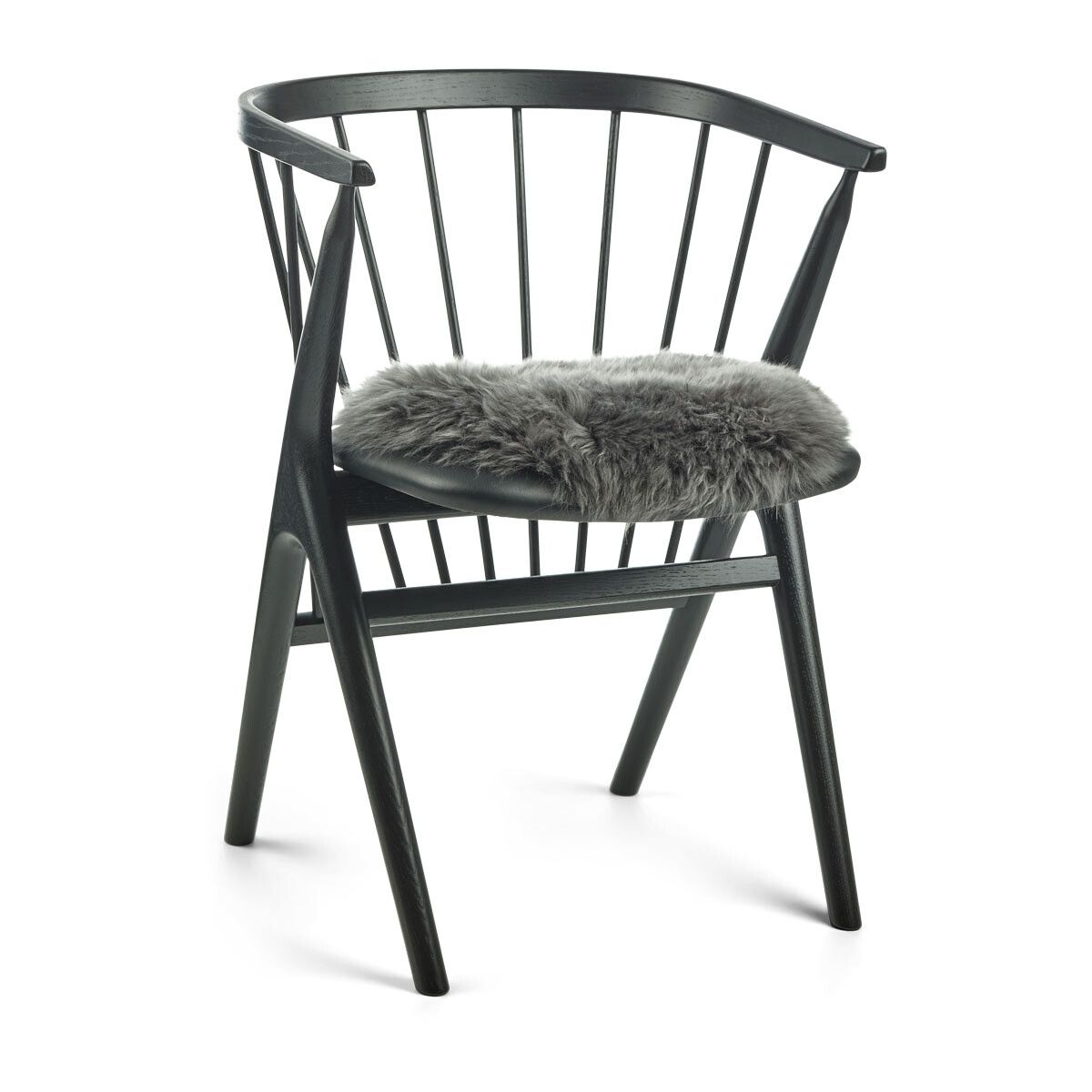 Lammfell Stuhlkissen Premium | Langhaar | Neuseeland | D38 cm Stahl