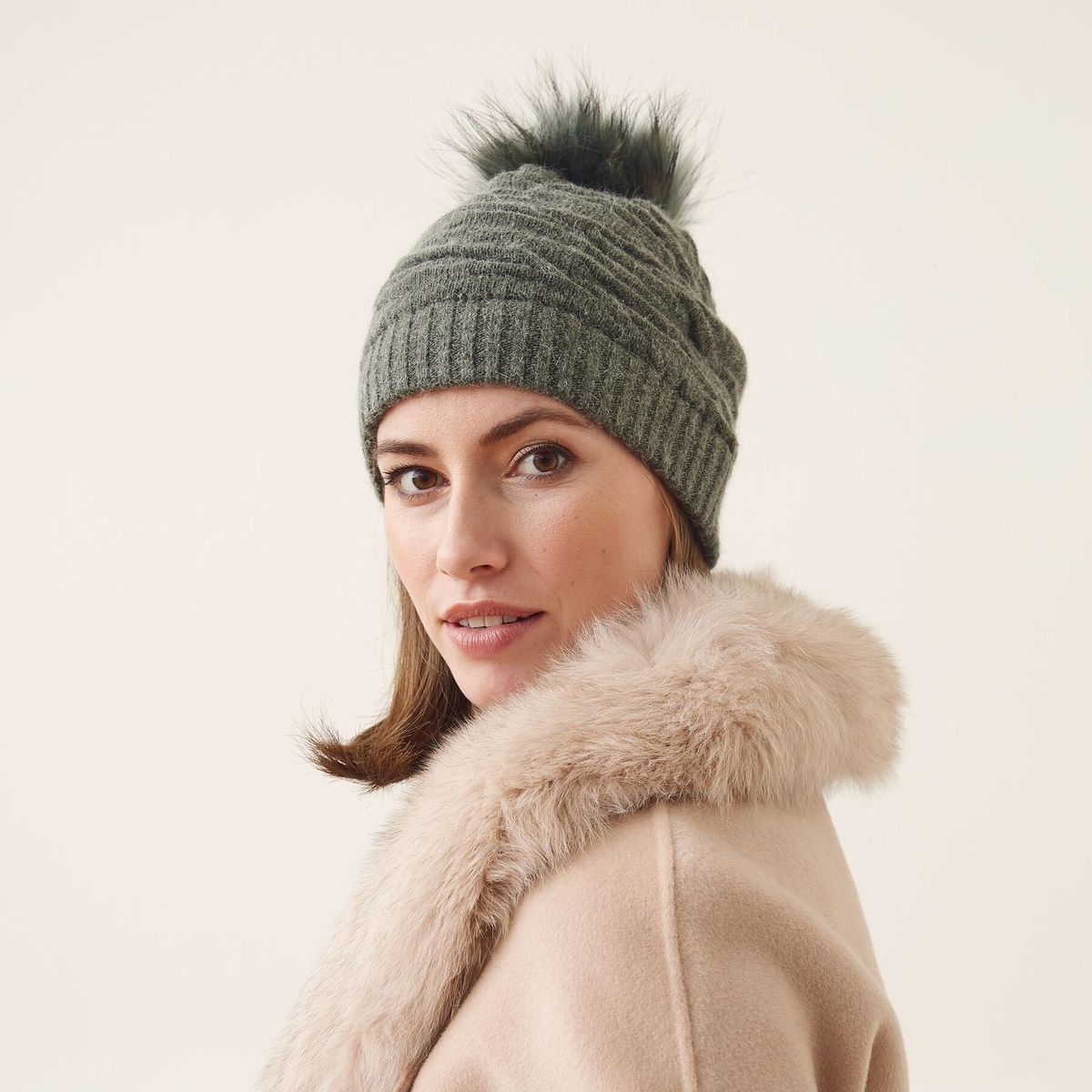 Sidse Mütze | Wolle, Waschbär Schwarz/Schwarz