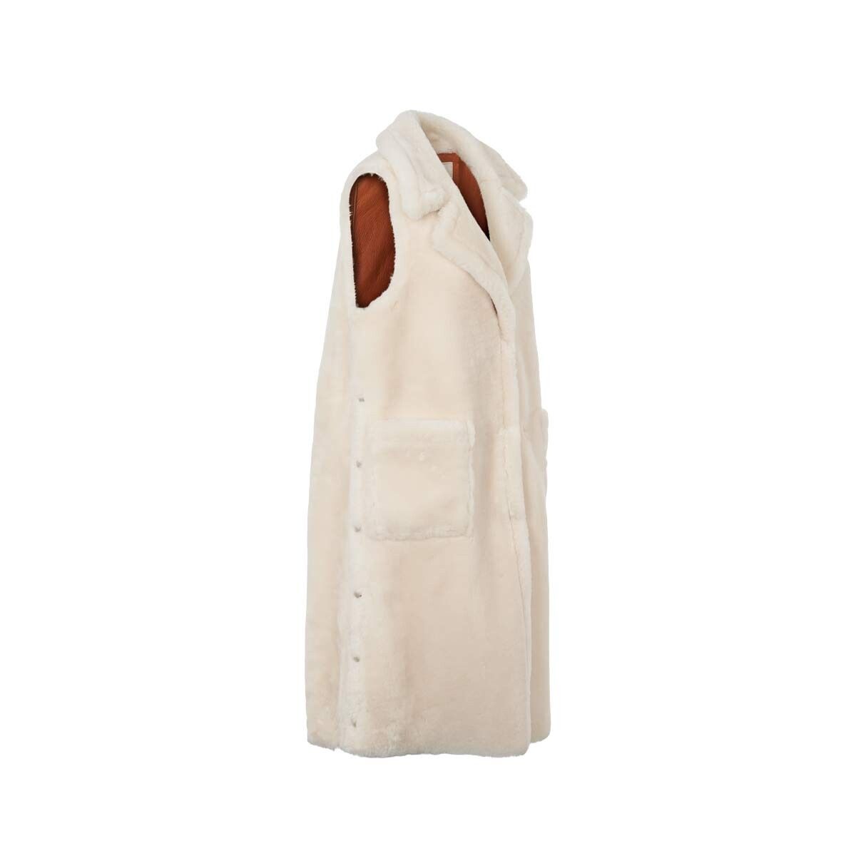 Raelynn Weste | Shearling Lammfell Leder Braun/Elfenbein