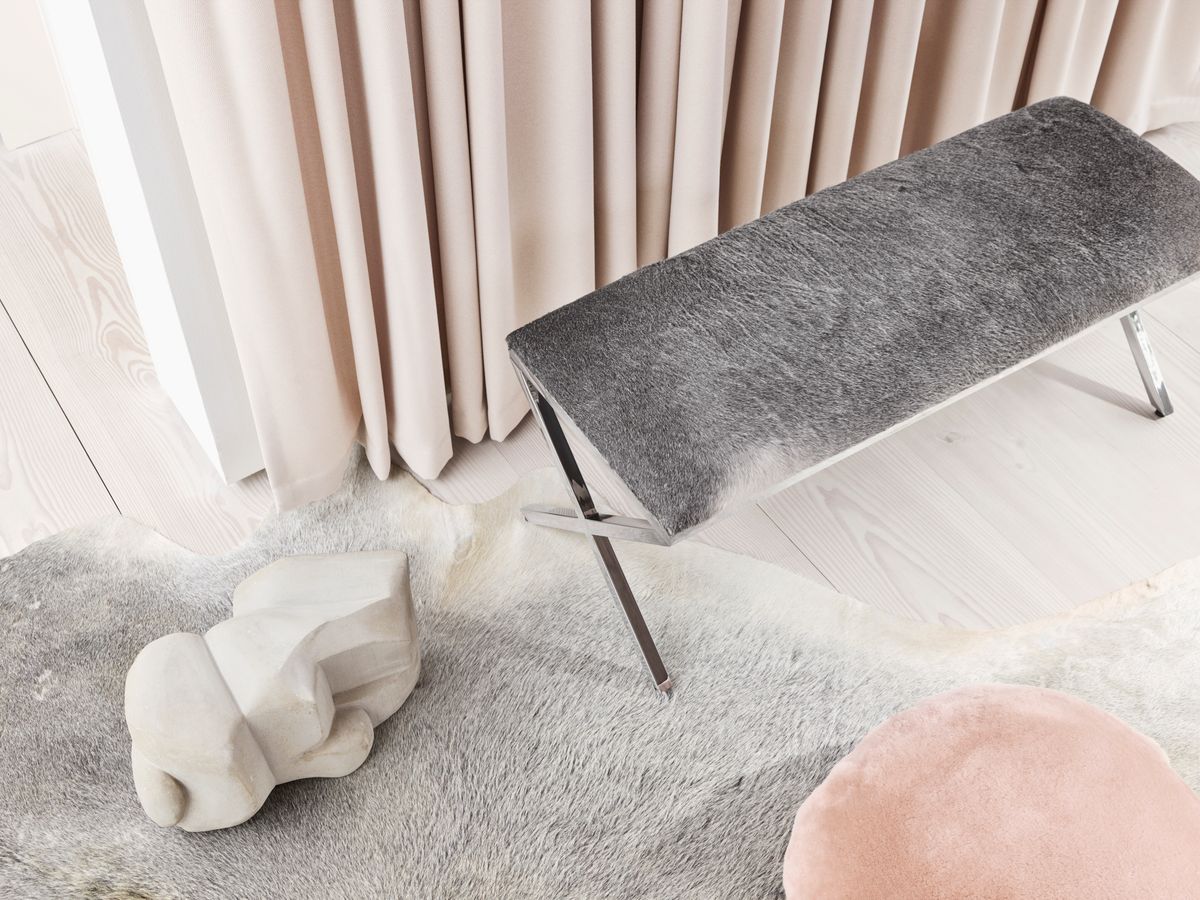 Kuhfell Bank Premium | Brasilien | 110x42x45 cm Naturgrau