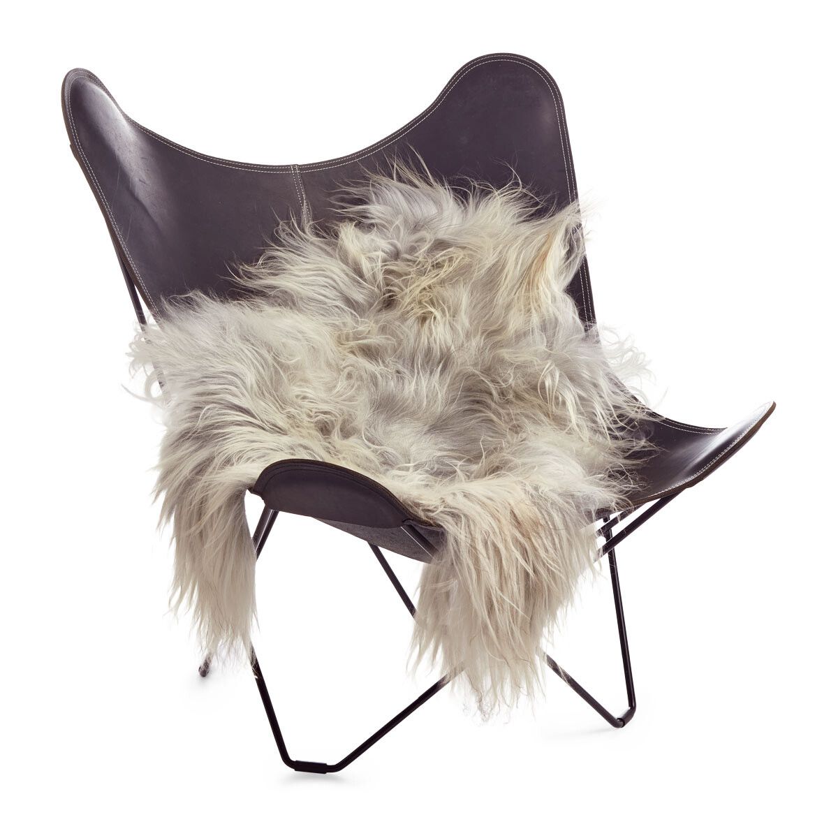 Lammfell Premium | Langhaar | Island | 90x60 cm Naturgrau Hell