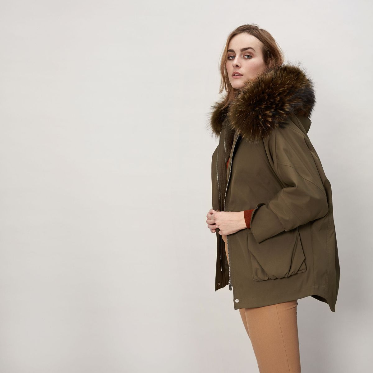 Augusta Jacke | Waschbär, Kaninchen Schwarz/Schwarz