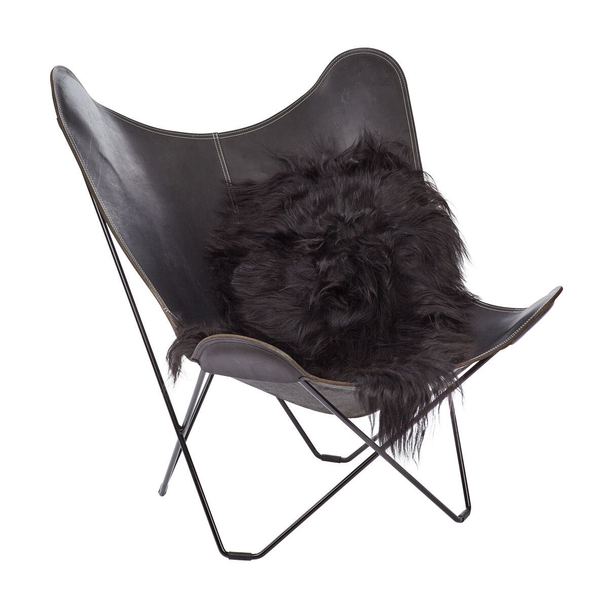 Lammfell | Langhaar Premium | Island | 100-120x60 cm Schwarz