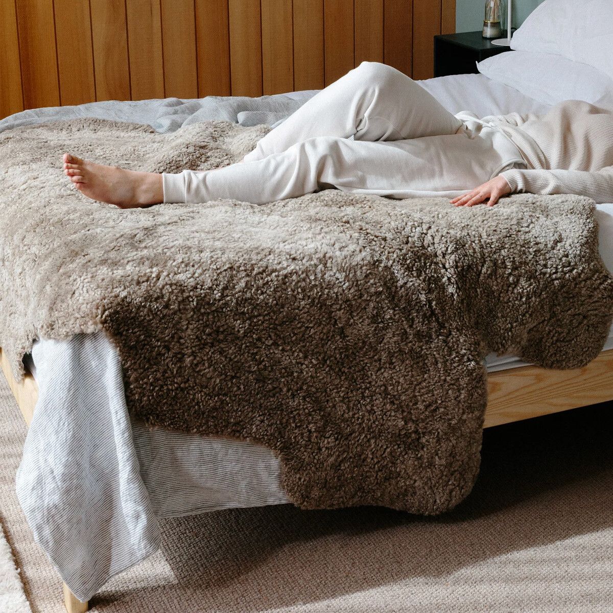 Lammfell Teppich | Kurzhaar | Neuseeland | 170x110 cm Taupe