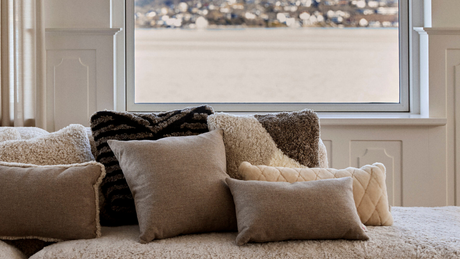 Richten Sie sich mit Fellkissen ein