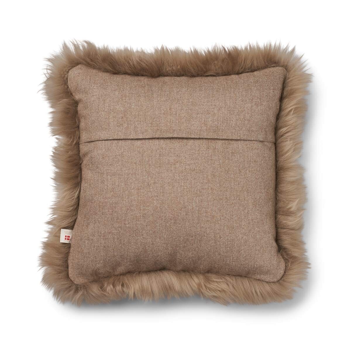 Wollkissen | 100% Wolle | Fellborte | 52x52 cm Beige/Taupe