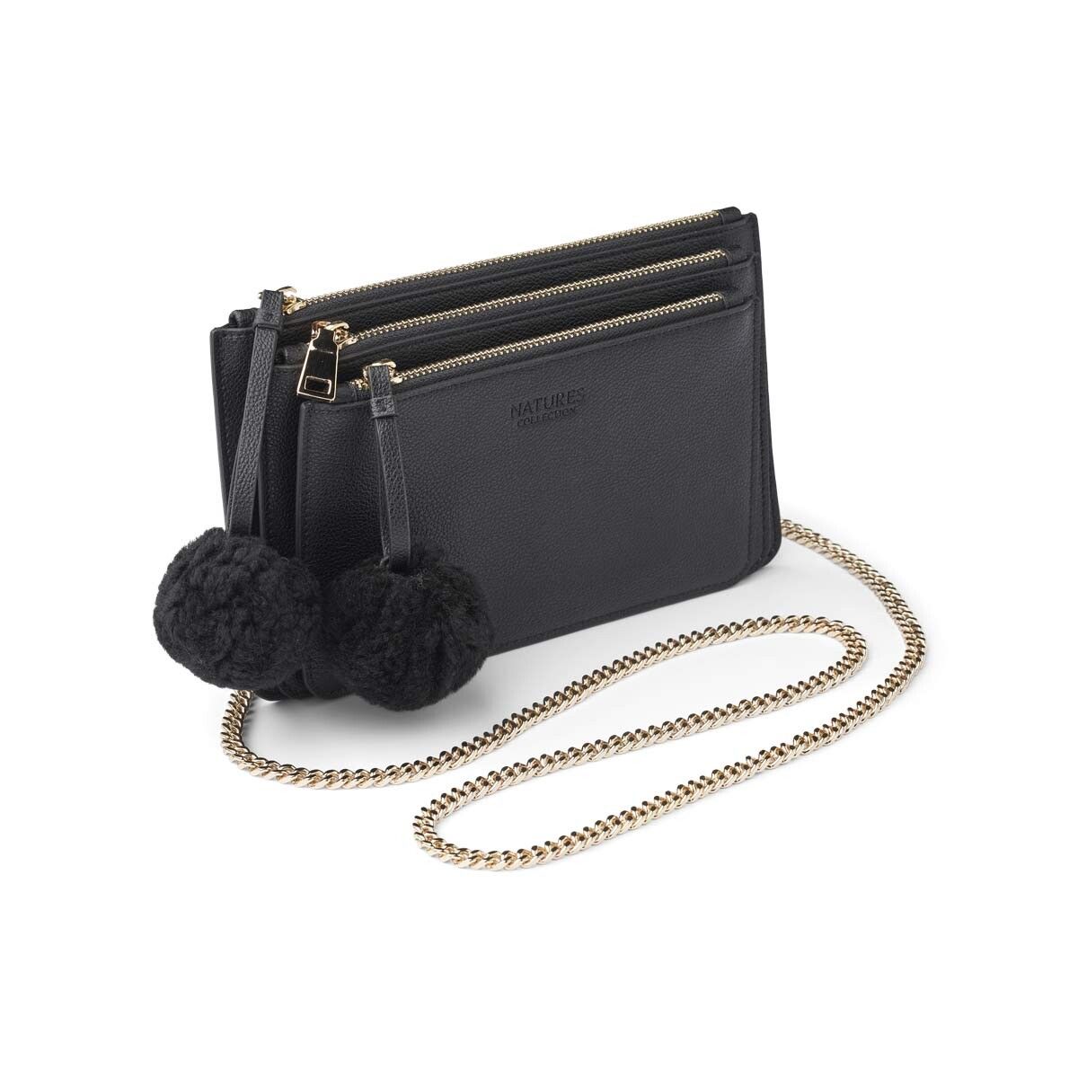 Camilla Clutch | 3-in-1 Clutch | Lammleder Schwarz