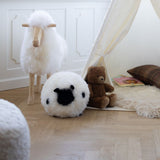 Cute Sheep | Kurzhaar | Neuseeland | Rundes Fellkissen Beige/Weiß