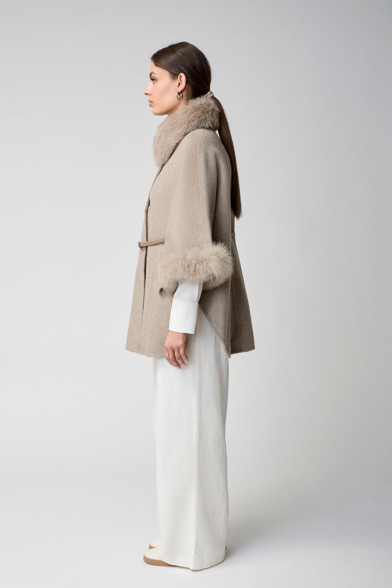 Lorraine Poncho | Wolle, Fuchs Beige