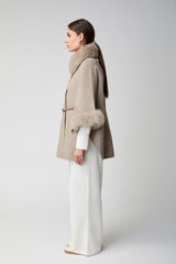 Lorraine Poncho | Wolle, Fuchs Beige