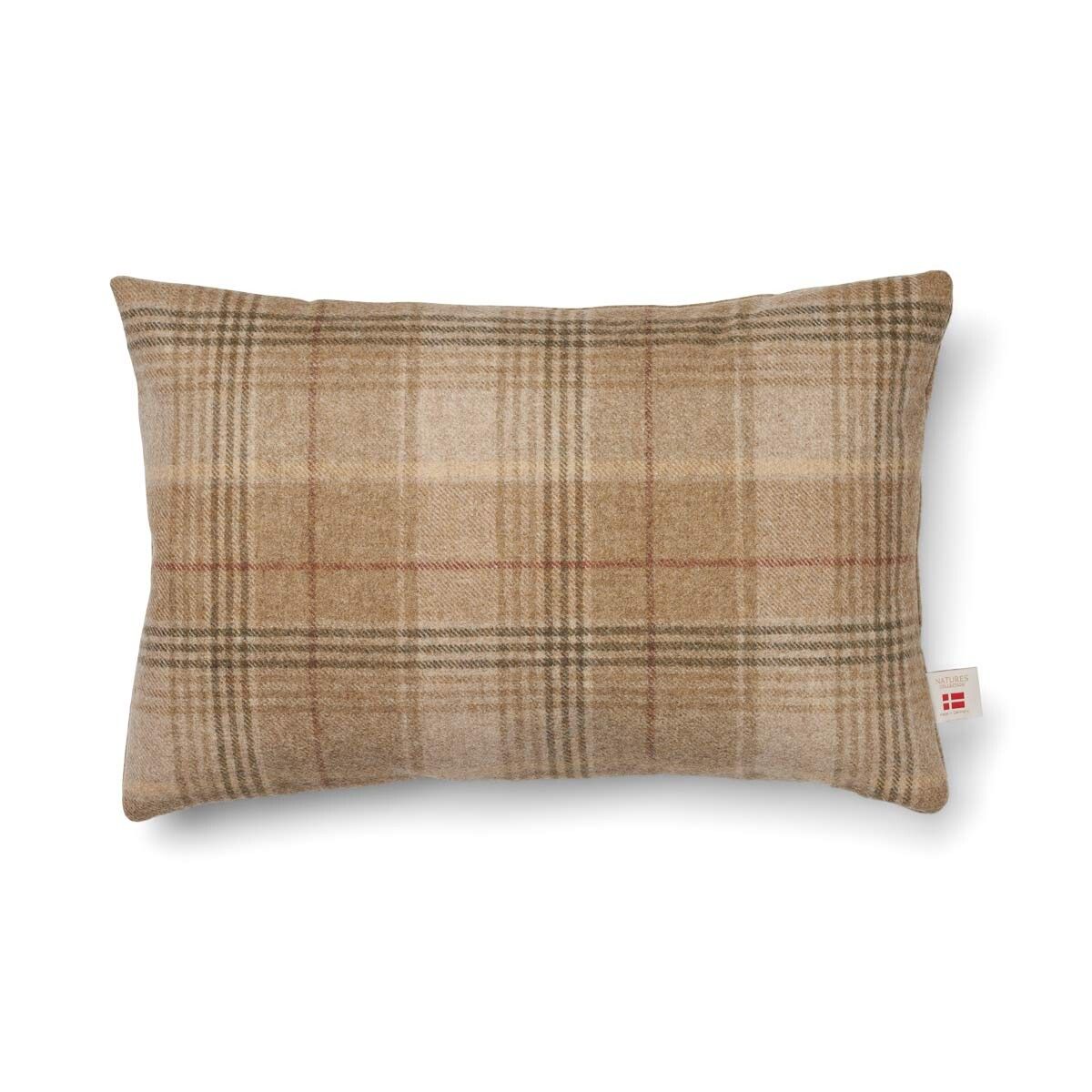 Kariertes Wollkissen | 100% Wolle | 52x52 cm | 34x52 cm Sand-Beige