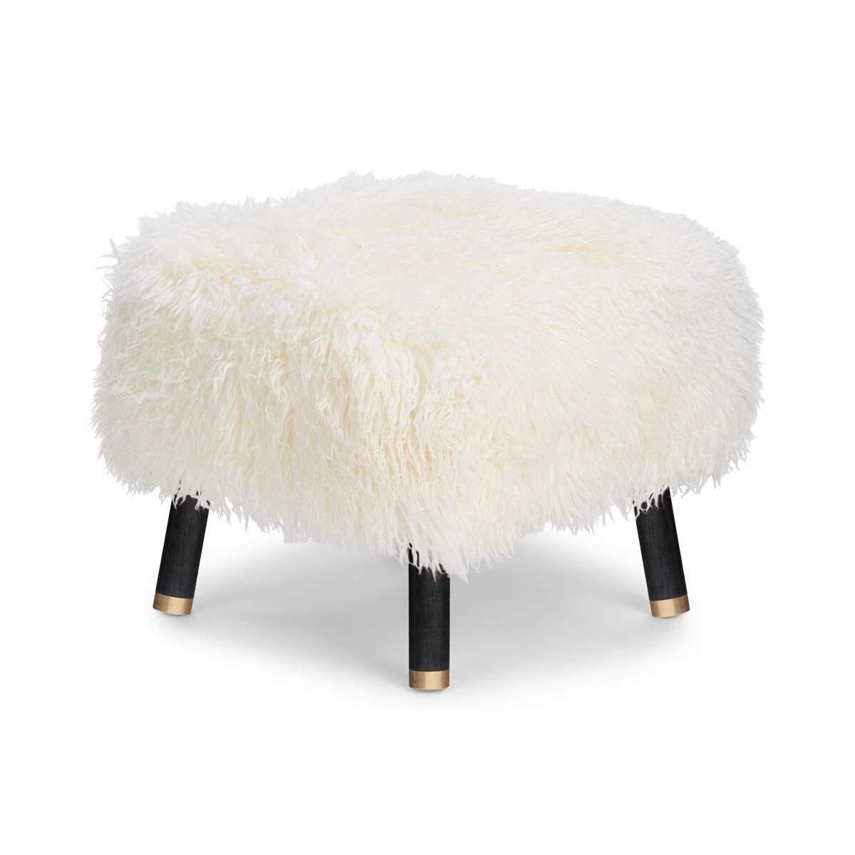 Lammfell Hocker Emil | Premium | Langhaar Schneeweiß