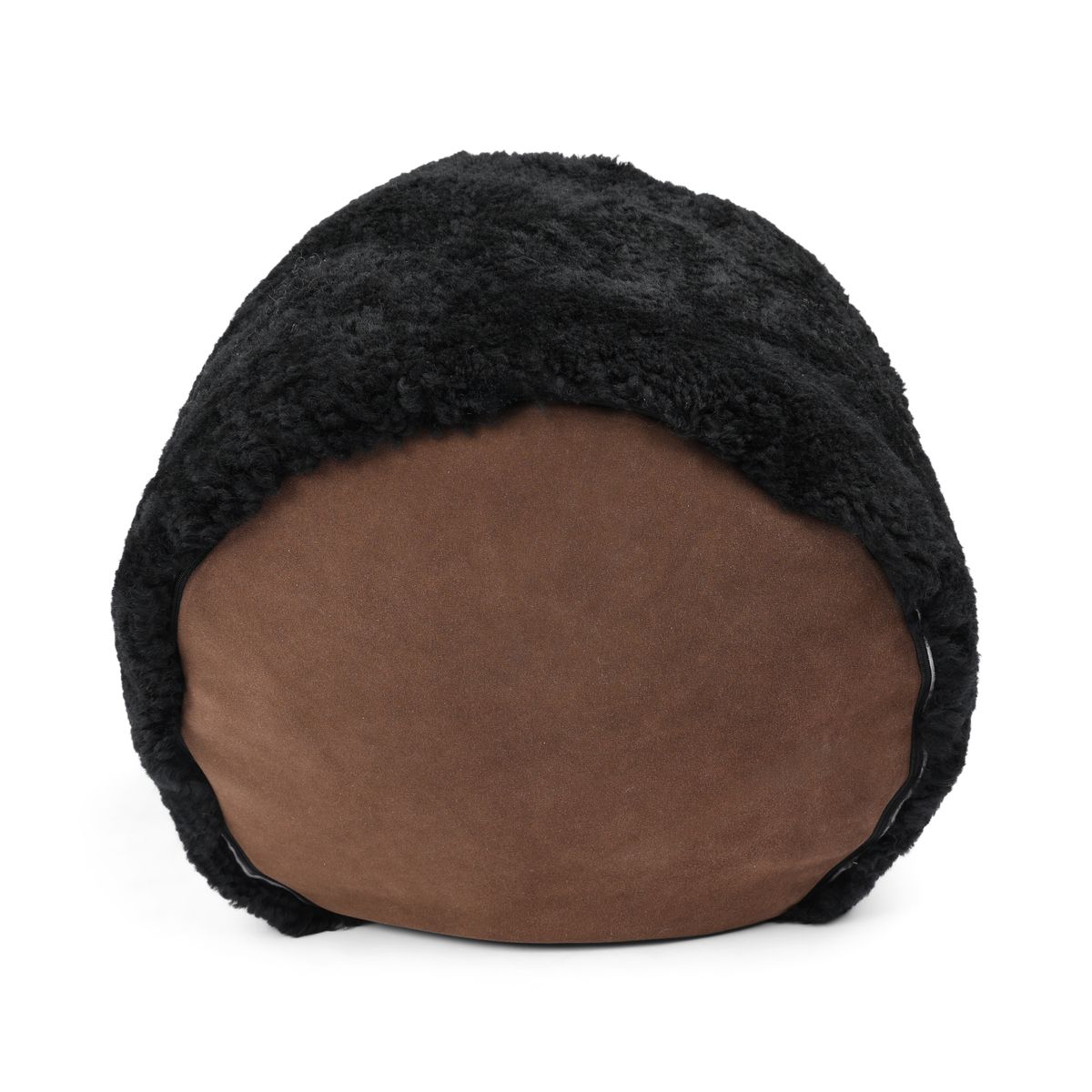 Lammfellpouf Premium | Kurzhaar | Neuseeland | D41x31 cm Schwarz