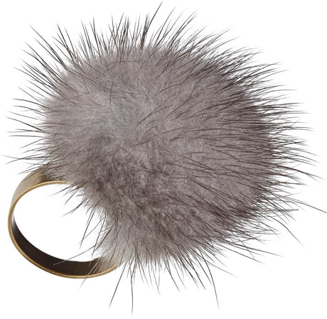 Pompon Ring | Nerz Blau Irisch