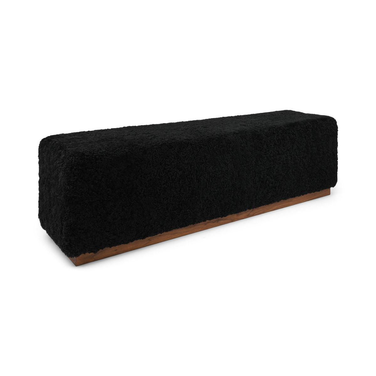 Lammfellbank Benjamin | Kurzhaar | 160x44x52 cm Schwarz