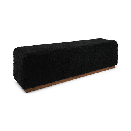 Lammfellbank Benjamin | Kurzhaar | 160x44x52 cm Schwarz
