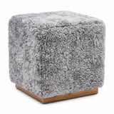 Lammfellhocker Benjamin | Kurzhaar | 46x46x47 cm Hellgrau