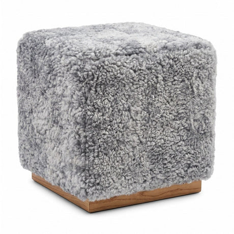 Lammfellhocker Benjamin | Kurzhaar | 46x46x47 cm Hellgrau