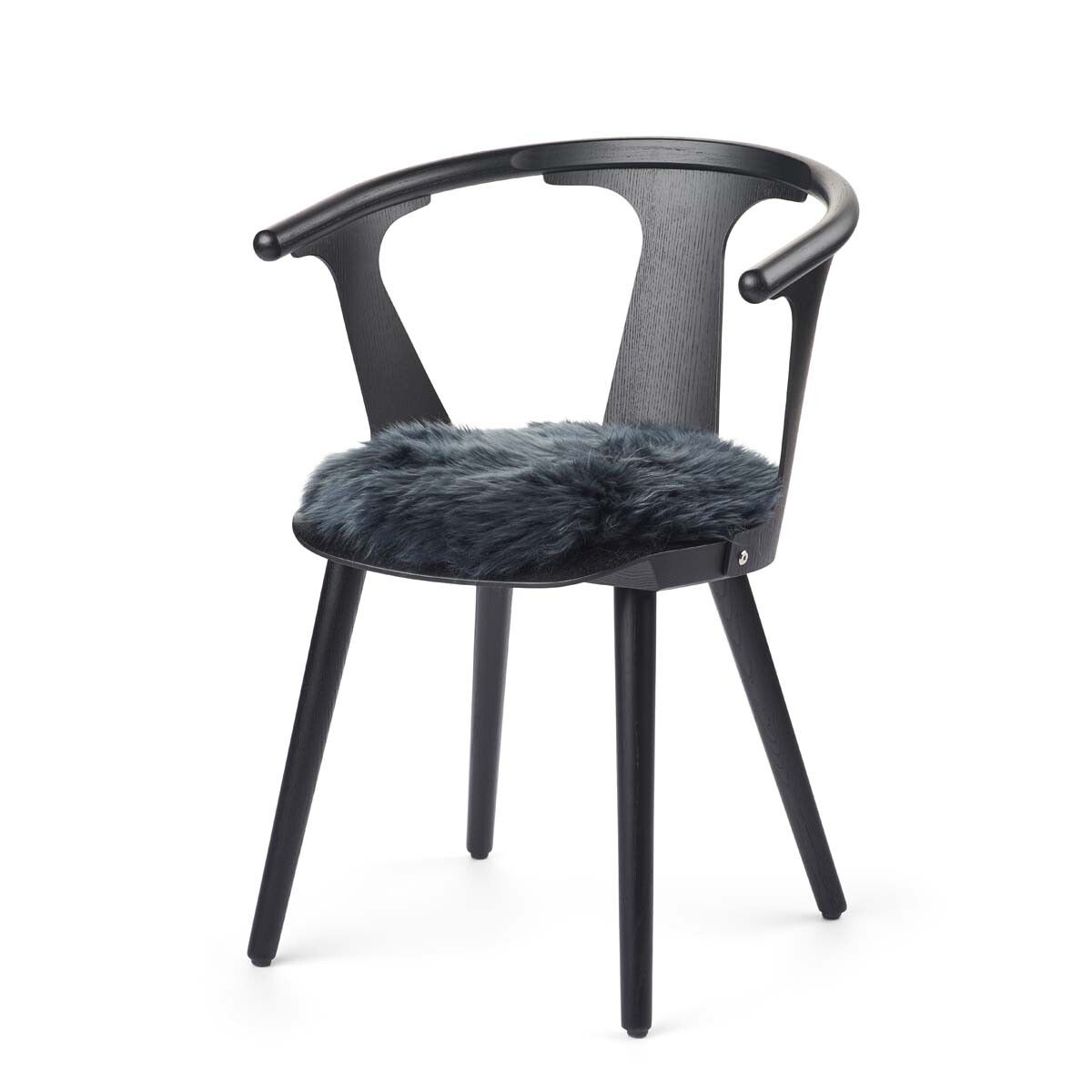 Lammfell Stuhlkissen Premium | Langhaar | Neuseeland | D38 cm Marineblau