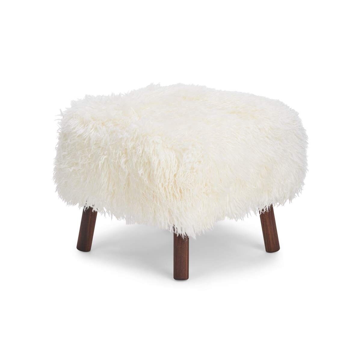 Lammfell Hocker Emil | Premium | Langhaar Schneeweiß
