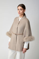 Lorraine Poncho | Wolle, Fuchs Beige
