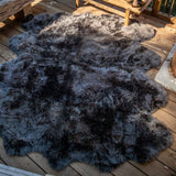 Lammfell Teppich Premium | Langhaar | Neuseeland | 180x214 cm Schwarz