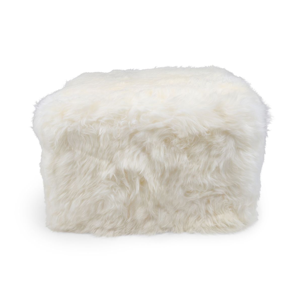 Lammfellpouf | Langhaar | Neuseeland | 50x50x32 cm Weiß