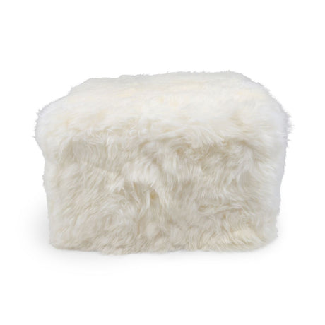 Lammfellpouf | Langhaar | Neuseeland | 50x50x32 cm Weiß