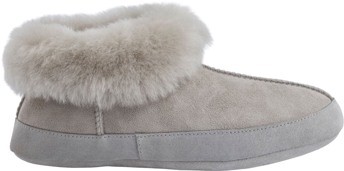 Lammfell Hausschuhe Soft Sole | Weiche Sohle | Wildleder Hellgrau